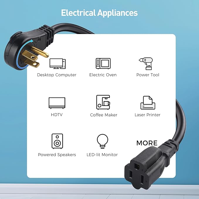 Cable Matters 2-Pack 16 AWG 360° Rotating Flat Plug Extension Cord - 10ft - Image 6