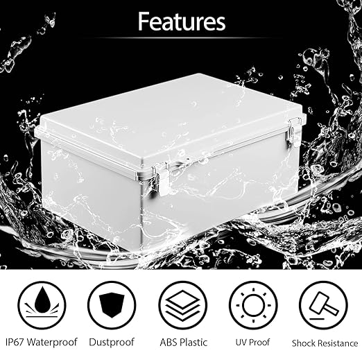 LeMotech Electrical Box, IP67 Waterproof Hinged Cover Stainless Steel Latch - Image 3