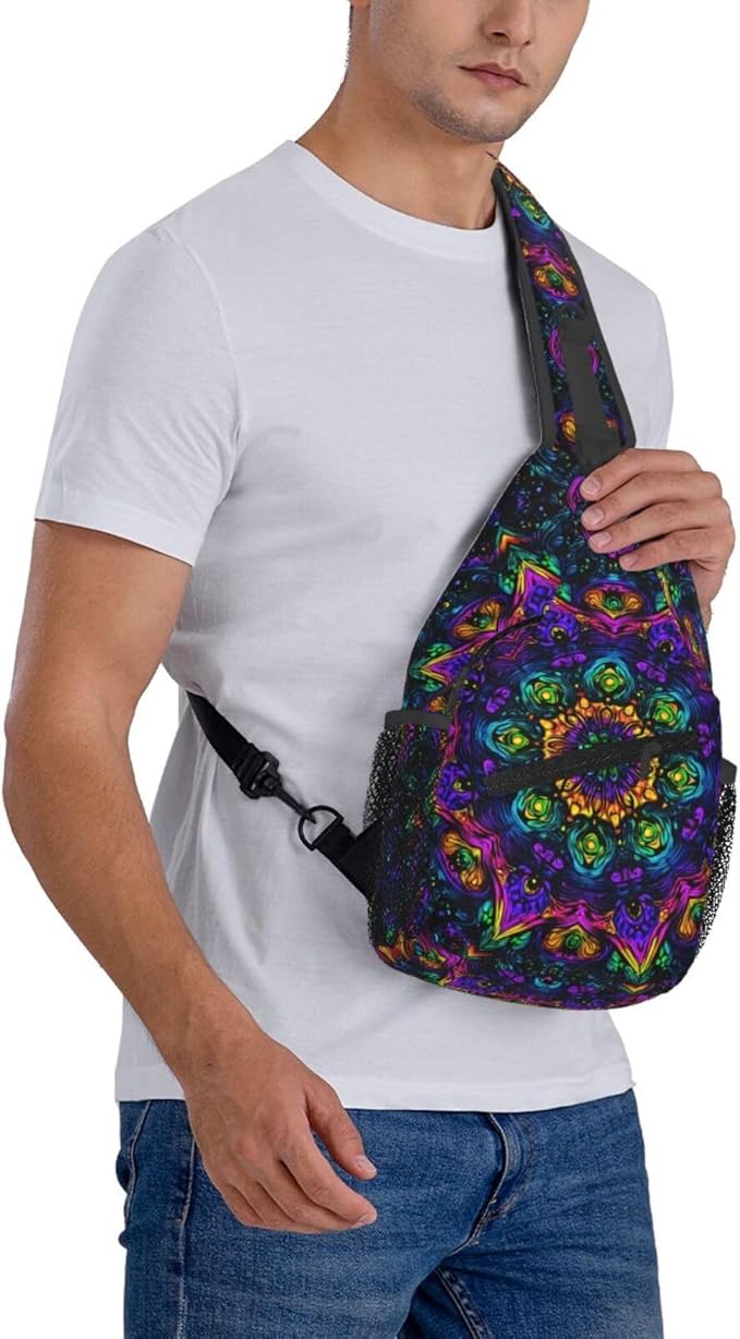 Psychadelic Trippy Art Sling Bag Crossbody Travel Hiking Chest Backpack - Image 8