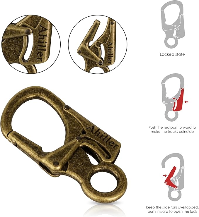 Ahiller Carabiner Clip, Double Anti-Misopening Locking Design, Key Ring Clip - Image 2