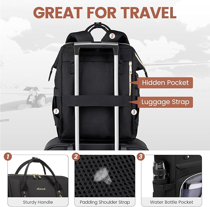 LOVEVOOK Laptop Backpack, 15.6 Inch Professional Womens Purse Computer Bag - Image 4