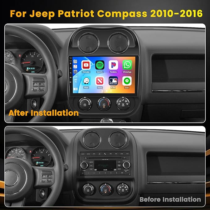Hikity Android 15 Car Stereo for Jeep Patriot Compass 2010-2016, 10.1'' - Image 2