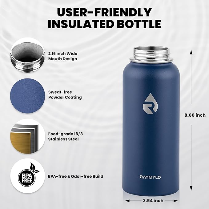 RAYMYLO Insulated Water Bottle 32 oz, Triple Wall Vacuum Stainless Steel - Image 5