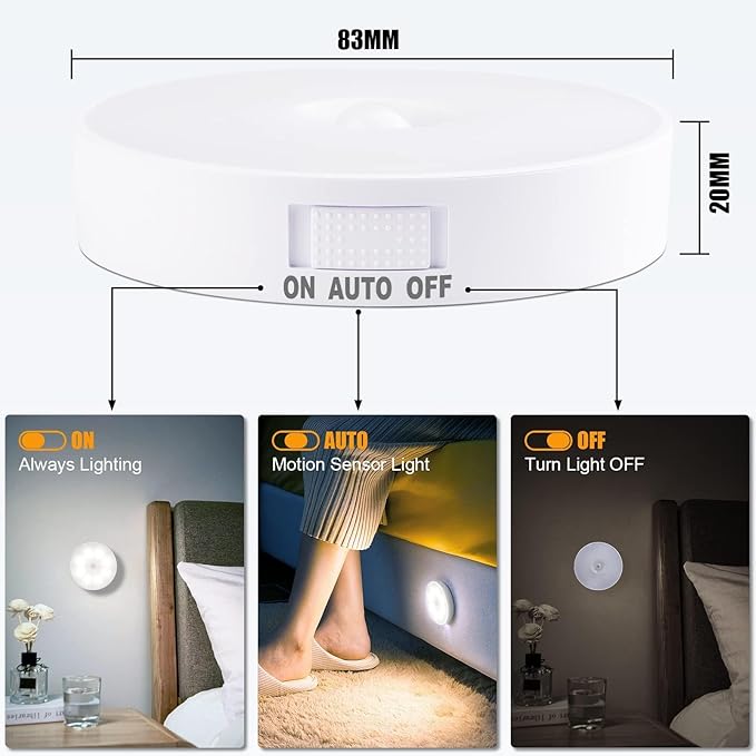 Upgraded Motion Sensor Light, 8 LEDs, 3 Pack Rechargeable, 120 Detection - Image 2