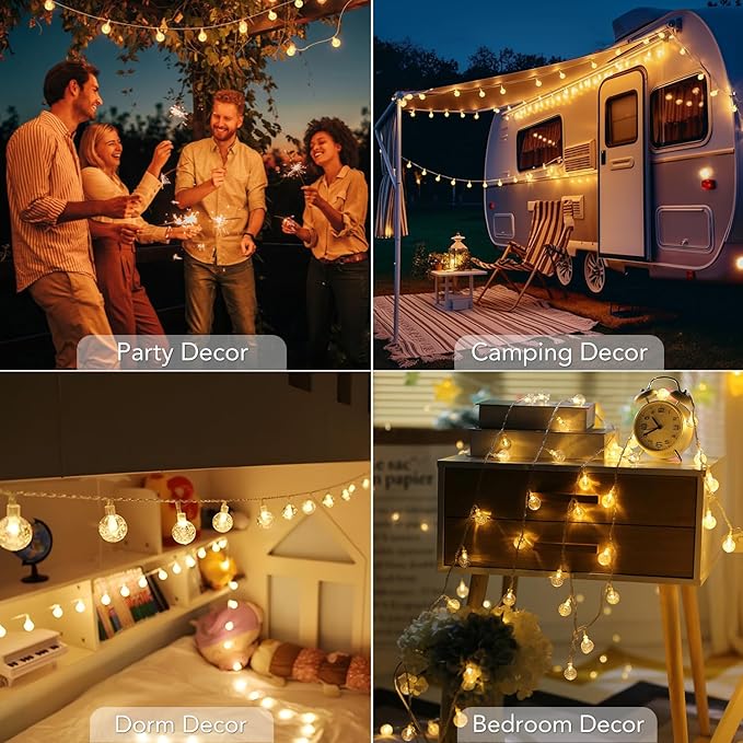 Metaku Globe String Lights Fairy Lights Battery Operated 16.4ft 50LED String - Image 7