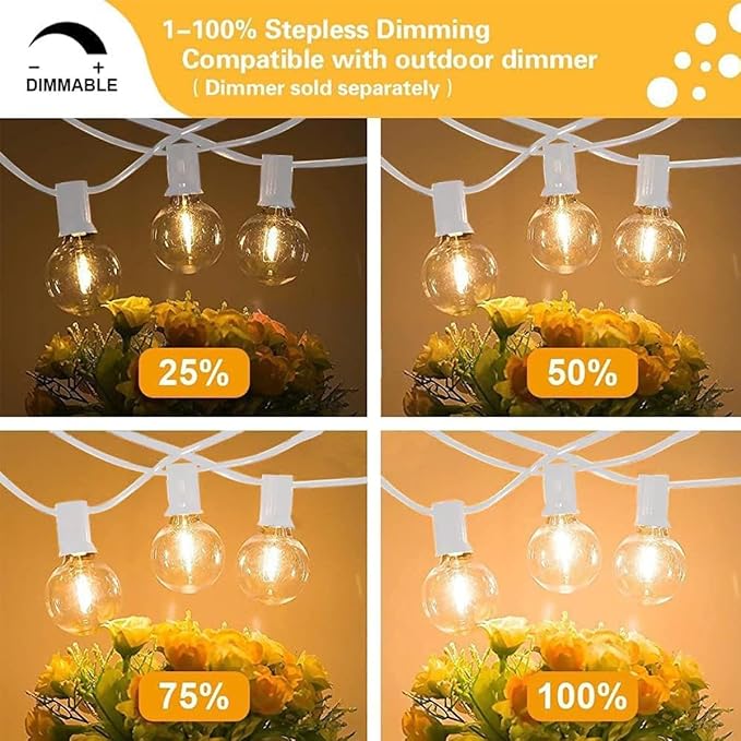 SUNTHIN White Outdoor String Lights, 48FT White Patio Lights - Image 5