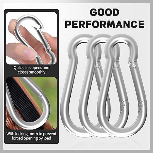 Carabiner, Heavy Duty Galvanized Steel Spring Snap Hook Carabiner Clips - Image 4