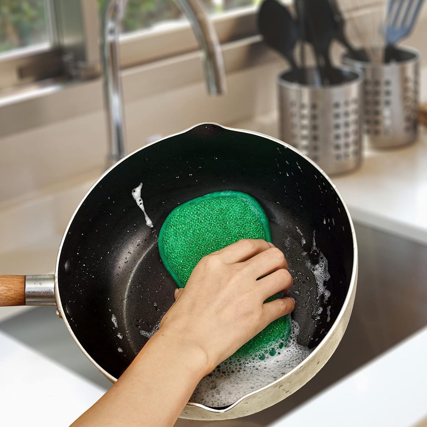 10 Pack Kitchen Dish Sponges Scrubber Non-Scratch Multi-Purpose Dishcloths, Sponge Along with Heavy Duty Scouring Power - Effortless Cleaning of Dishes, Pots and Pans