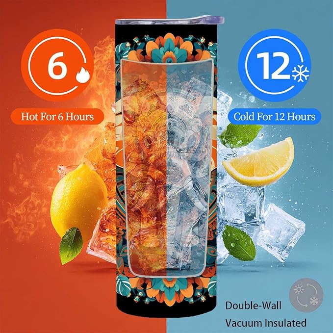 Firmiso 20 oz Tumbler｜Skinny Insulated Travel Mug｜Mandala Elephant Stainless - Image 5