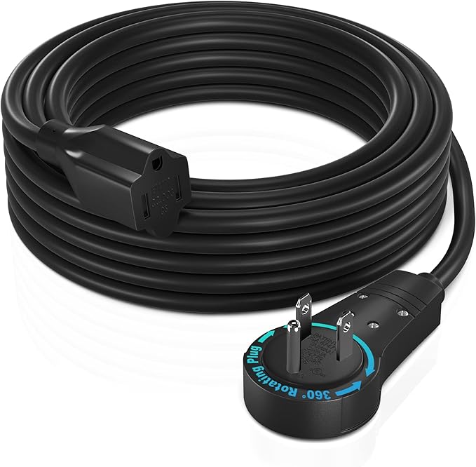 Maximm Cable 15 Feet 360° Rotating Flat Plug Extension Cord/Wire, 3 Prong by MaximmCable