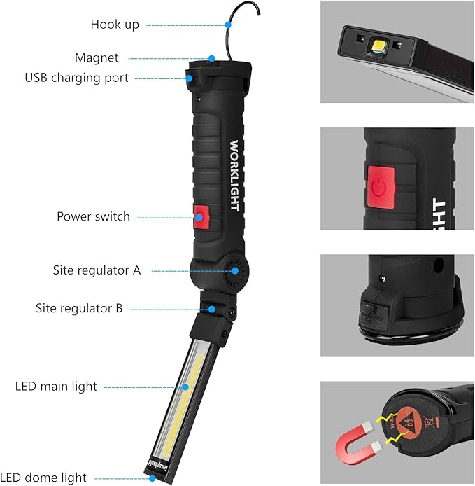 Lmaytech Gifts for Men 3Pack LED Flashlight, Rechargeable Work Lights - Image 4