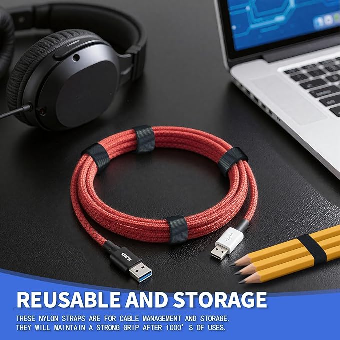 1/2In x 197Ft Reusable Cable Ties Hook and Loop Roll | Tie Down Straps - Image 4