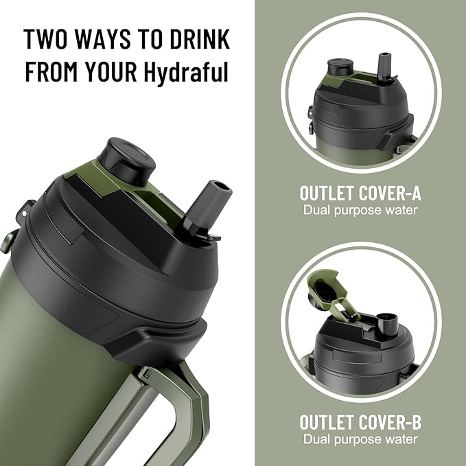 Hydraful Gallon Water Bottle, 128 oz Large Insulated Stainless Steel Sports - Image 2