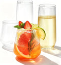 48 Pack Plastic Glasses – 24 x 9oz Stemless Champagne Flutes & 24 x 12oz by BELLAFORTE