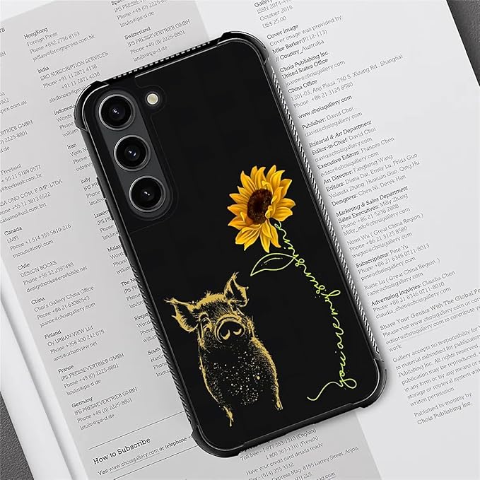 for Samsung Galaxy S23 Plus Case, Pig Sunflower Yellow Sunshine Pattern Graphic - Image 3