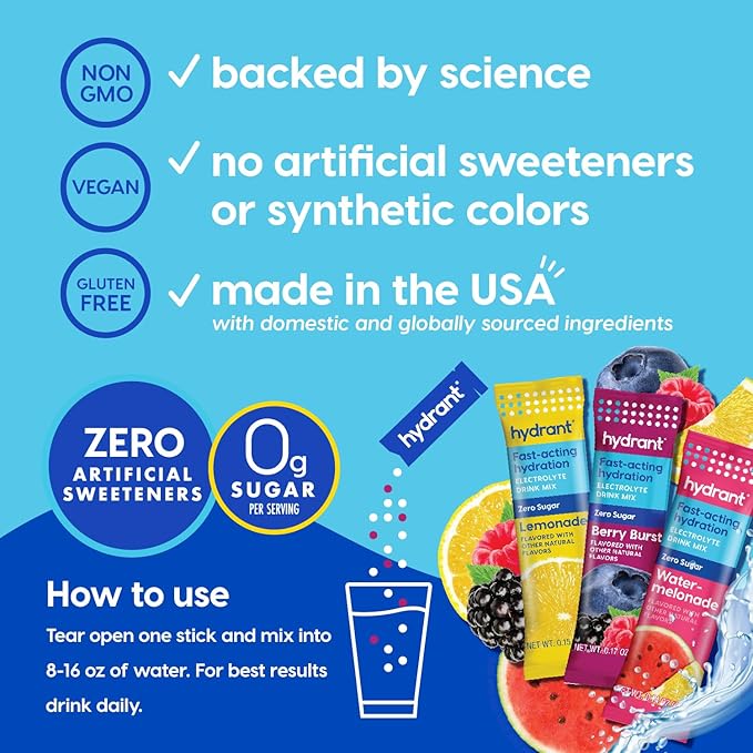 HYDRANT Hydrate Zero Sugar, Individual Hydration Electrolyte Powder Stick - Image 3