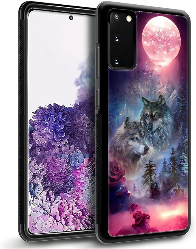 for Samsung Galaxy S20 Case, Star Two Wolfs Howling Pattern Graphic Design Girl - Image 5