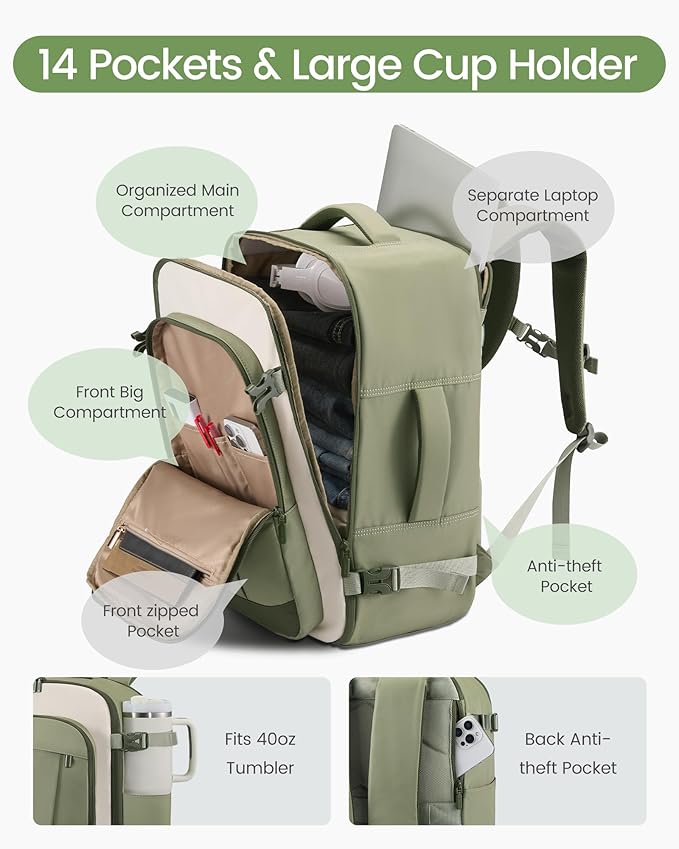 LOVEVOOK 40L Travel Backpack for Women & Men, Airline Approved Carry On Backpack - Image 4