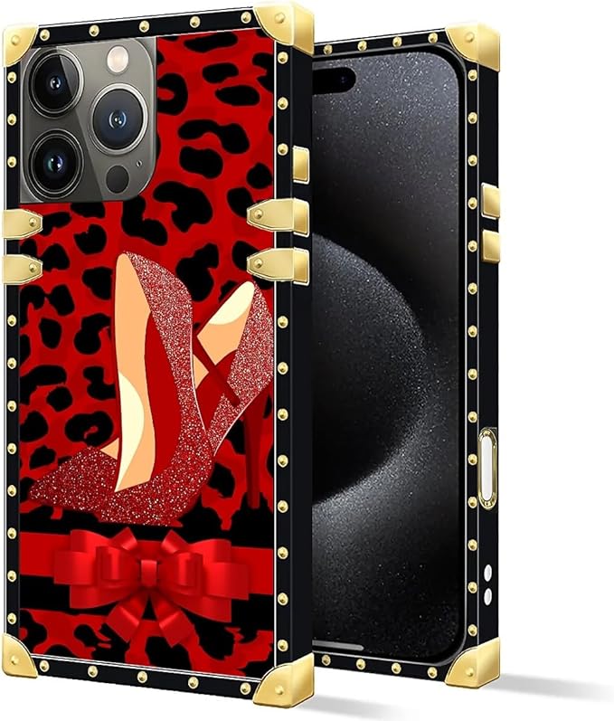 Compatible with iPhone 16 Pro Case, Elegant High Heels Luxury Golden Decoration - Image 2