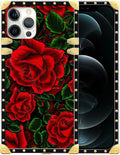 Compatible with iPhone 12 Pro Max Case, Vector Red Rose Green Leaf Luxury by Unknown