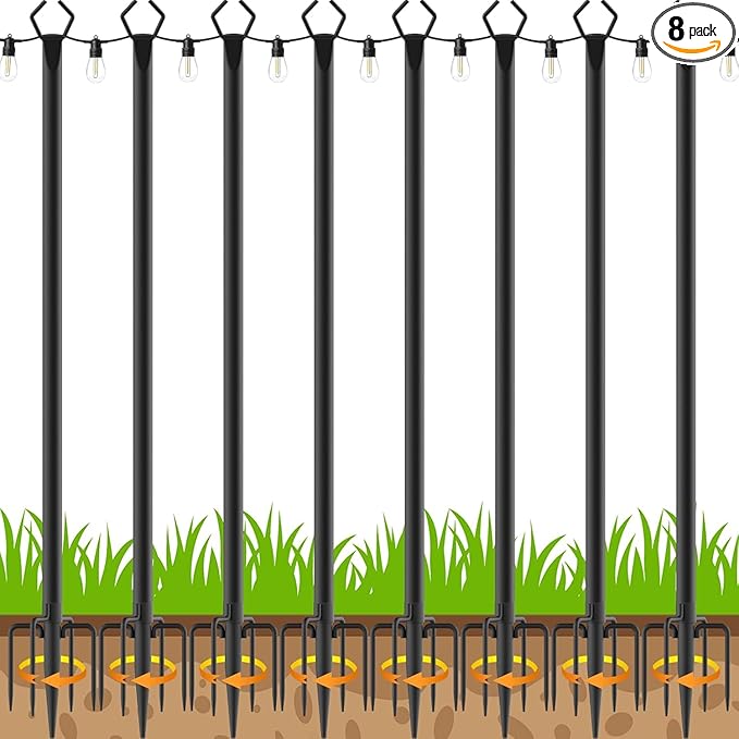 AILBTON 10Ft String Light Poles 8 Pack, Light Poles by AILBTON