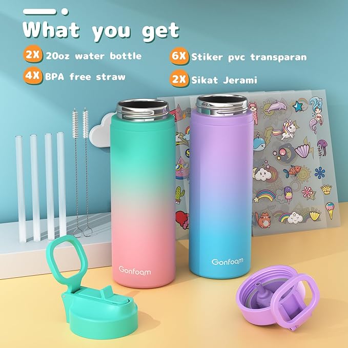 Kids Water Bottle, Stainless Steel Vacuum Insulated cup, Kids Water Bottle - Image 2