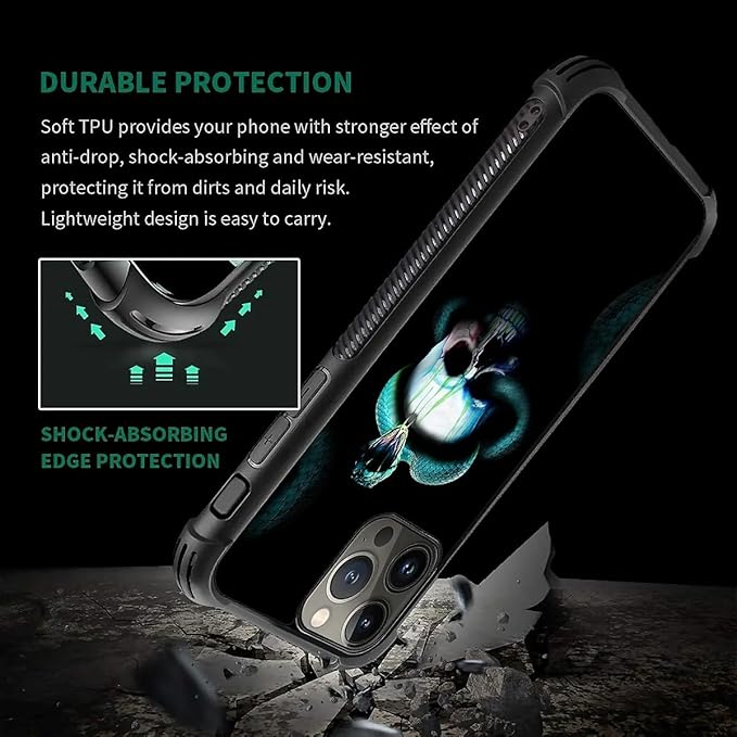 for iPhone 15 Pro Max Case, Skeleton Winding Snake Pattern Graphic Design Girl - Image 2