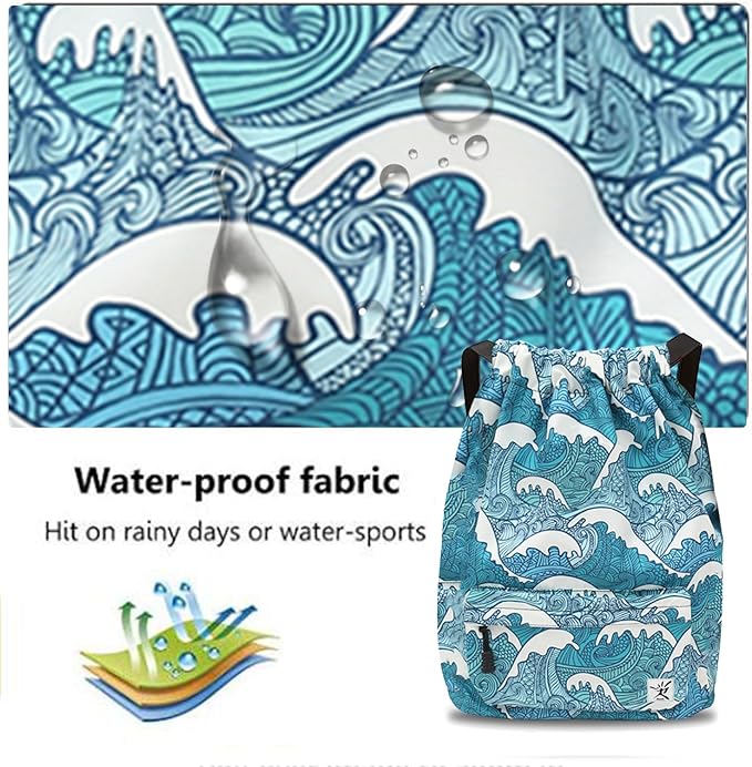 Waterproof Drawstring Bag, Gym Bag Sackpack Sports Beach Backpack - Image 6