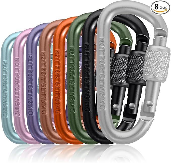 Carabiner Clip, Key Hooks for Keychain Aluminum D Ring Shape Carabiner by LePanyan