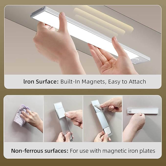 4 Pack Under Cabinet Lighting, Rechargeable Motion Sensor Light Indoor - Image 7