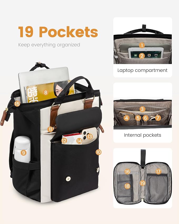 LOVEVOOK Laptop Backpack for Women, Teacher Bag Work Backpack Purse Laptop - Image 2