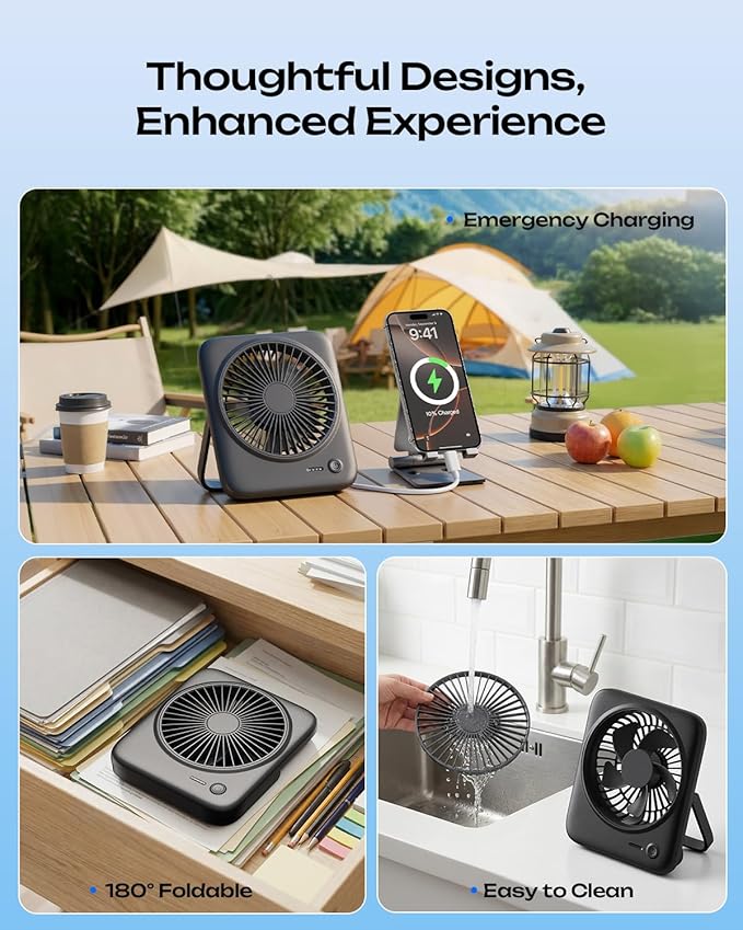 Otlonpe Personal Portable Desk Fan, 4000mAh Small Rechargeable Portable Fan - Image 7