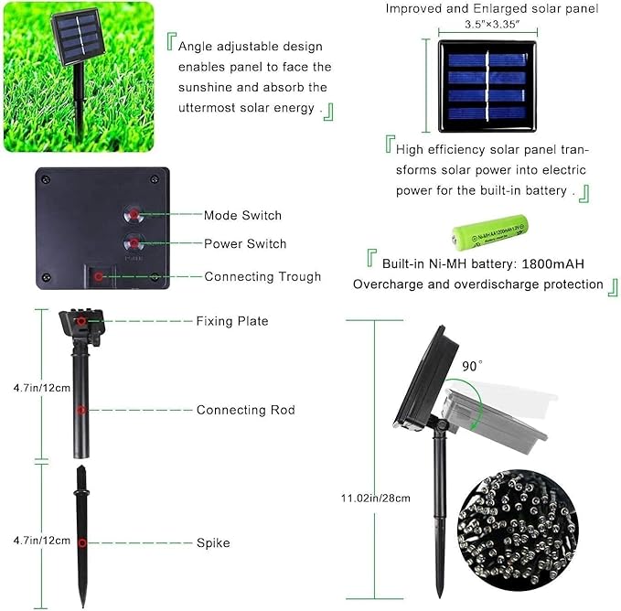 OZS 4 Pack 320LED Solar Christmas String Lights Outdoor, Waterproof 8 Modes - Image 7