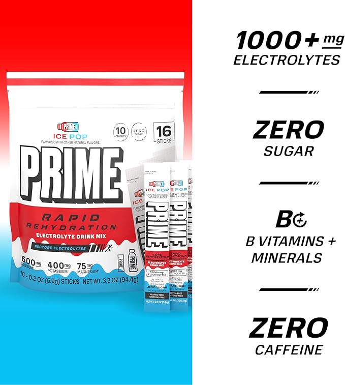 Prime Rapid Rehydration Electrolyte Powder Sticks, Ice Pop, Sugar Free - Image 4