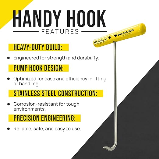 T&T Tools Handy Hook – 16" Stainless Steel Manhole Cover Hook, Dowel Pin Puller - Image 4