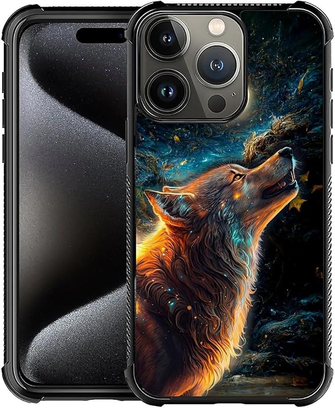 for iPhone 16 Pro Max Case, Star Cave Hungry Wolf Pattern Graphic Design Girl by FKBRCL4U