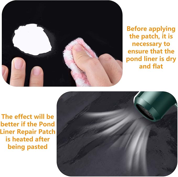 Adnee 2 Pcs Pond Liner Repair Patch-8 x 8 Inches Self-Adhesive EPDM Liner - Image 3