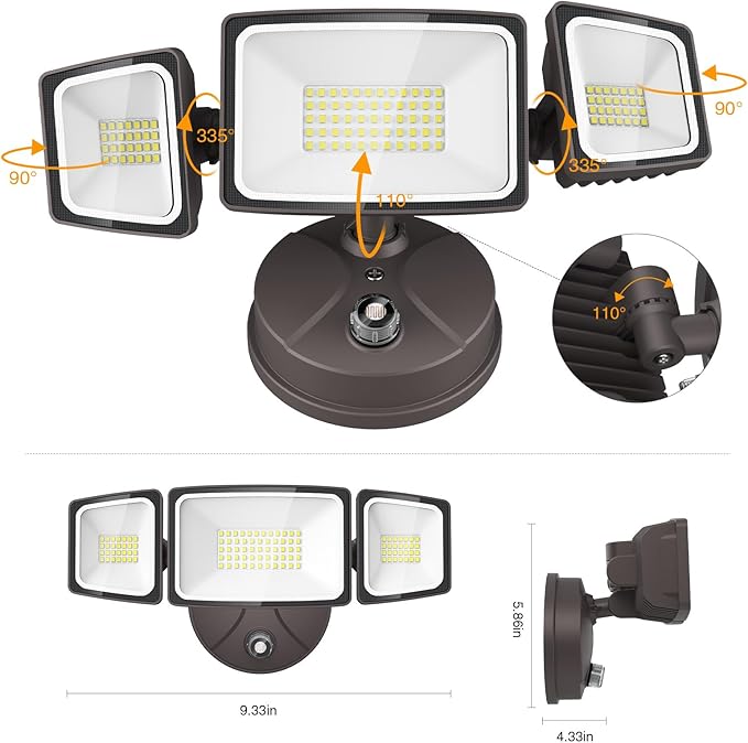 Onforu 70W LED Dusk to Dawn Flood Lights, 7000LM Brown Exterior Security - Image 8