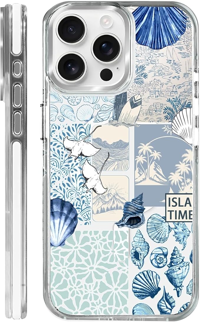 Case for iPhone 15 Pro Max, Sea Life Ocean Waves Seashell Collage Phone Case by Toulas