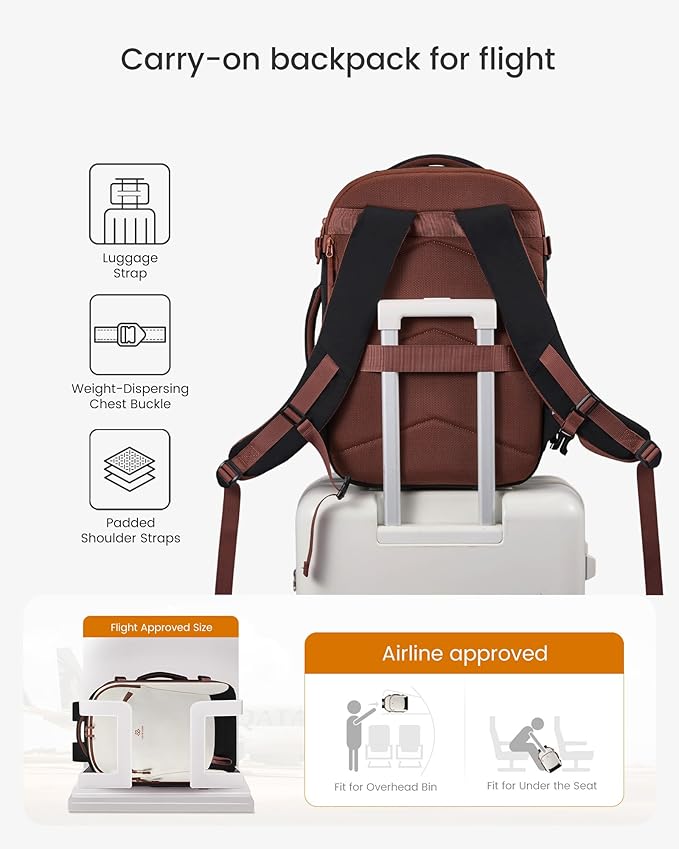LOVEVOOK 50L Travel Backpack for Women, Airline Approved Carry On Backpack - Image 5