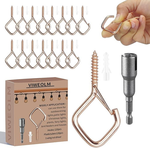 120 Pcs Rose Gold Eye Hooks Screw Heavy Duty, Ceiling Hooks by Unknown