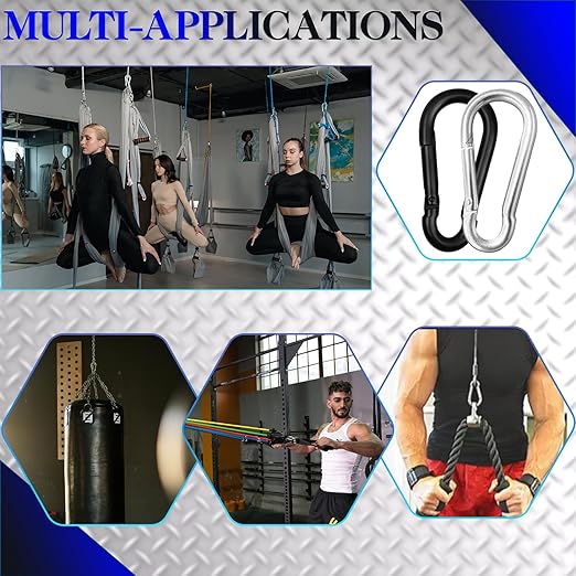 5 Pack 5.5" Heavy Duty Carabiner Clips, M14 Black Galvanized Steel Spring Snap - Image 7