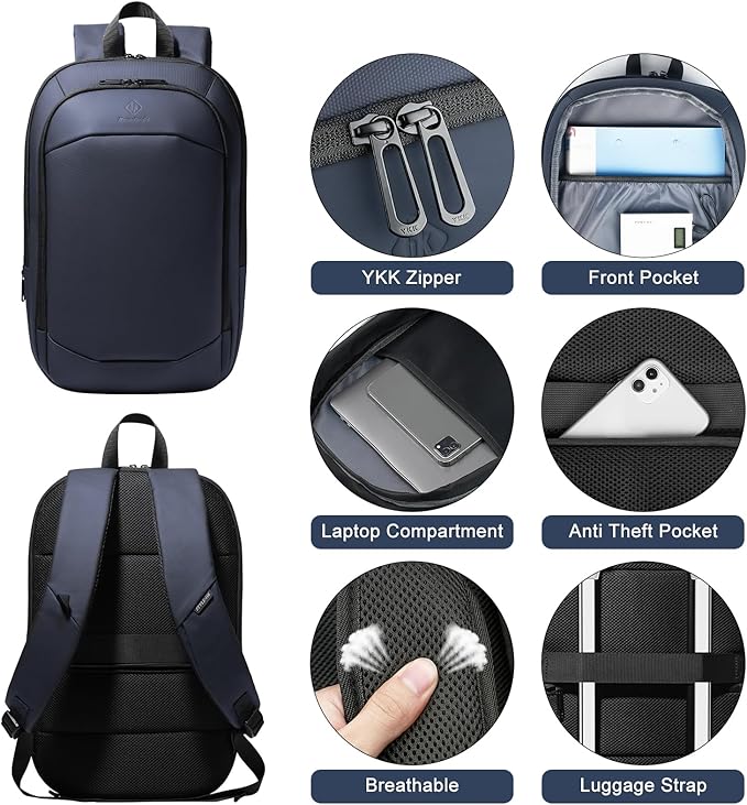 Business Backpack 17 Inch Slim Expandable Waterproof Travel Laptop Backpacks - Image 8