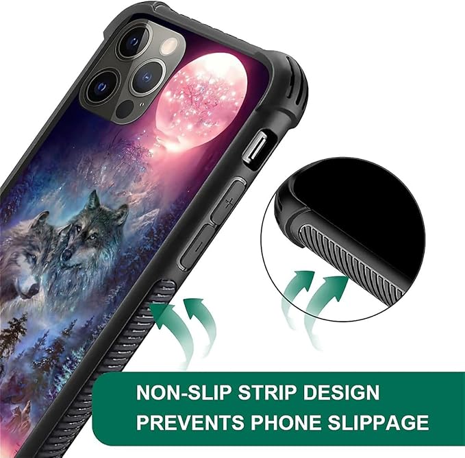 for iPhone 11 Pro Case, Star Two Wolfs Howling Pattern Graphic Design Girl Boy - Image 6