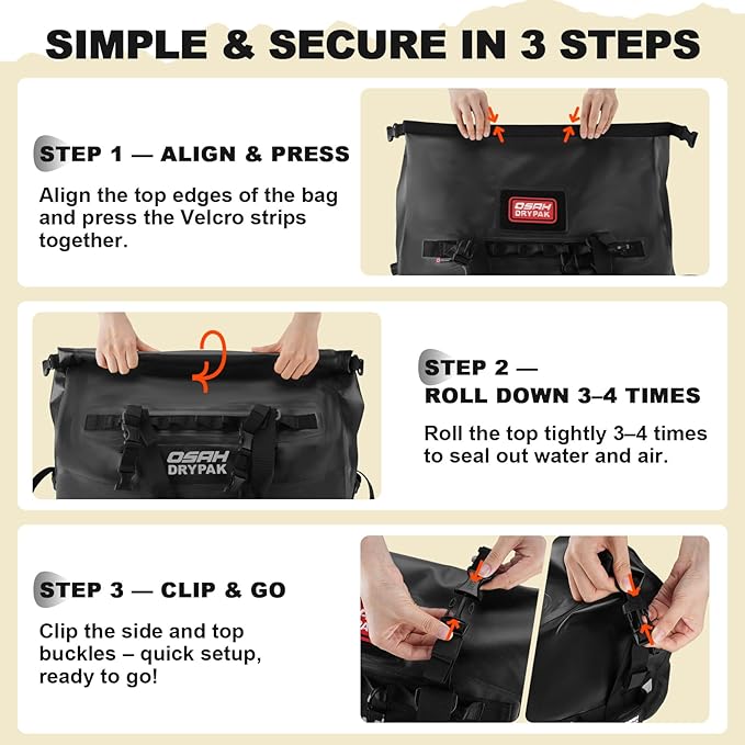 Waterproof Duffel Bag 25L/40L/60L – Heavy-Duty Motorcycle Tail Bag, Roll-Top - Image 6