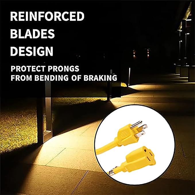 Indoor Outdoor Extension Cord Weatherproof, UL Listed, 12 Gauge 12FT Yellow 3 - Image 4
