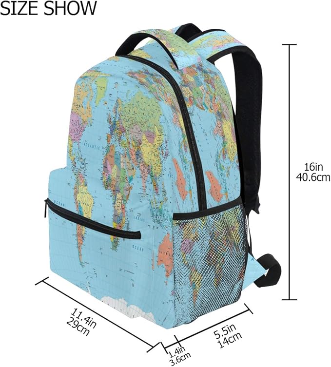 Backpacks Globe World Map School Bag Student Bookbag Adjustable Shoulder Bags - Image 7