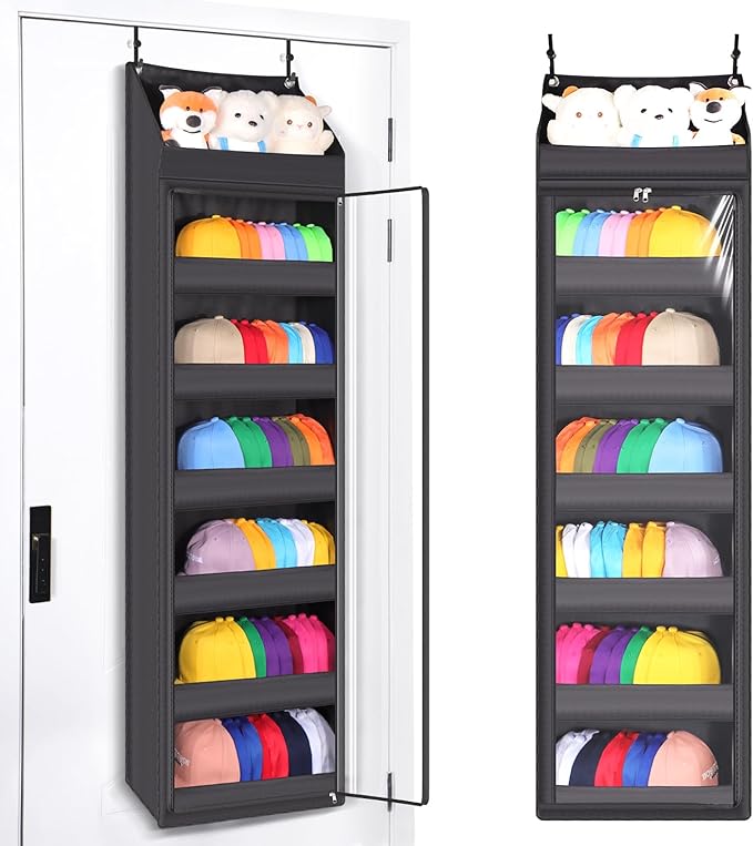 Toread 7-Layer Door-Mounted Baseball Cap Organizer, Dust-Proof Hat Rack Holds by Toread