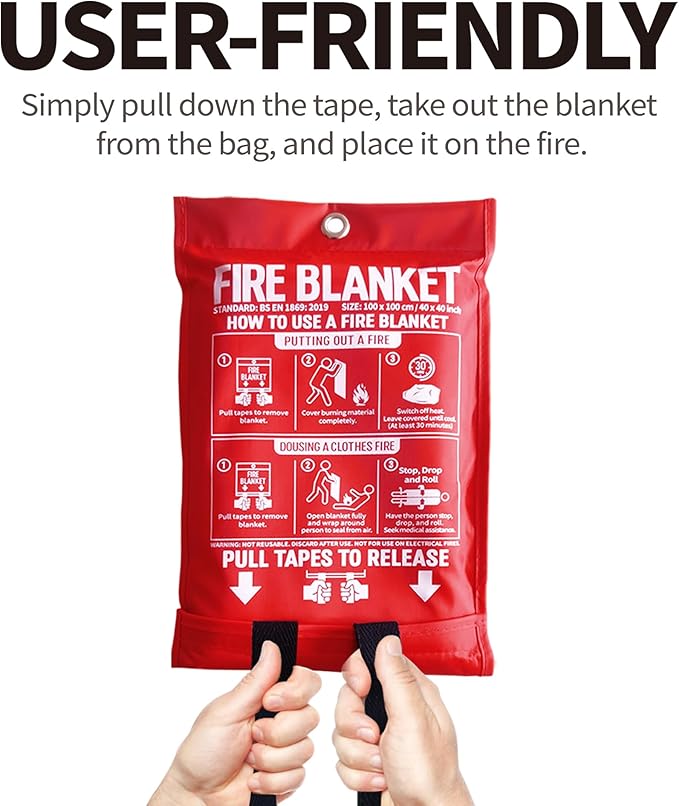 Fire Blanket for Kitchen and Home, Fiberglass Emergency Fire Blanket, 2 Pack - Image 4