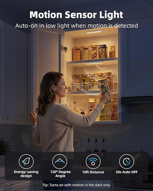 8inch Under Cabinet Lighting Wireless, LED Closet Lights USB Charging, 3 Color - Image 2